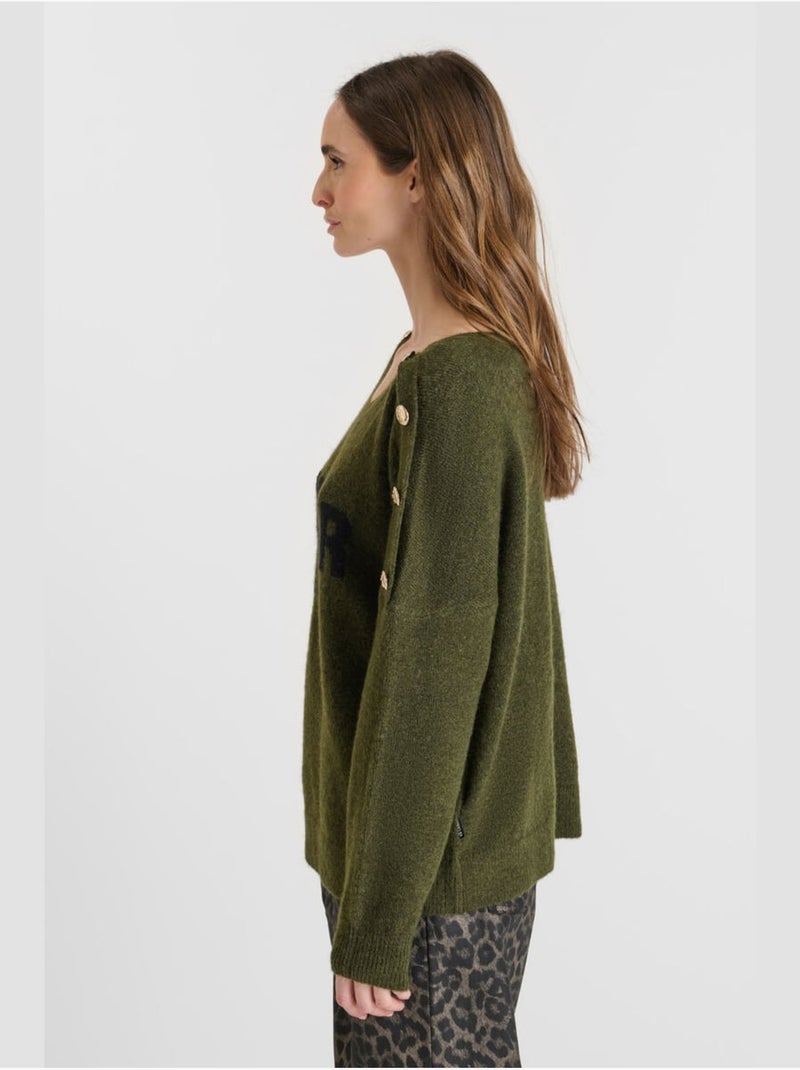 Pull GALLI 'Le Temps Des Cerises' Kaki - Kiabi