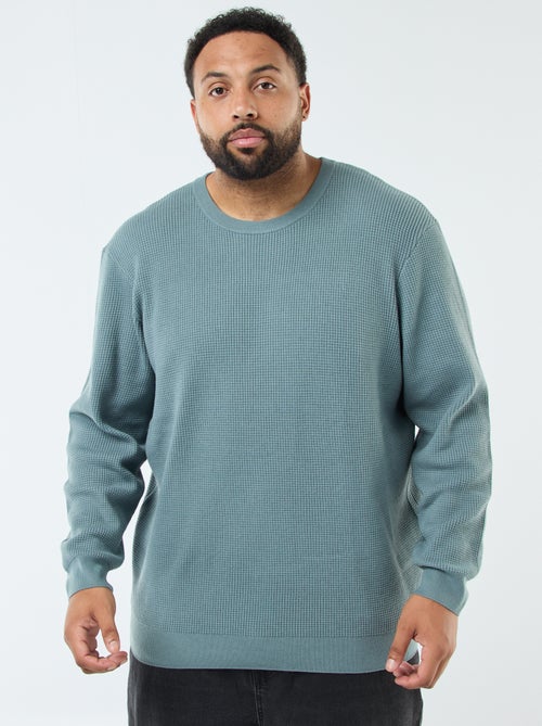 Pull gaufrée en maille stretch - Kiabi