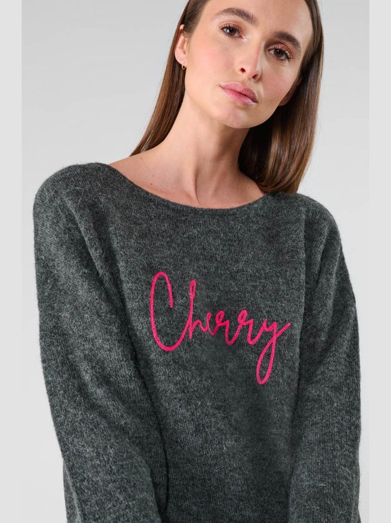 Pull GESSI 'Le Temps Des Cerises' Gris - Kiabi