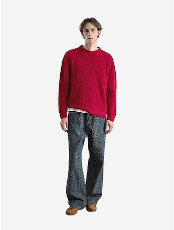 Pull giesto comfort fit en maille côtelée à col rond