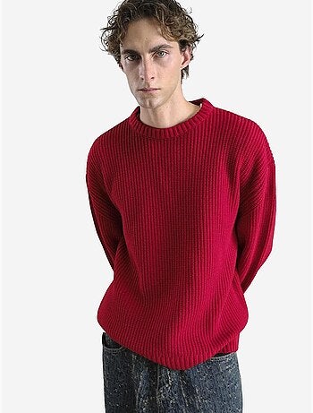 Pull giesto comfort fit en maille côtelée à col rond