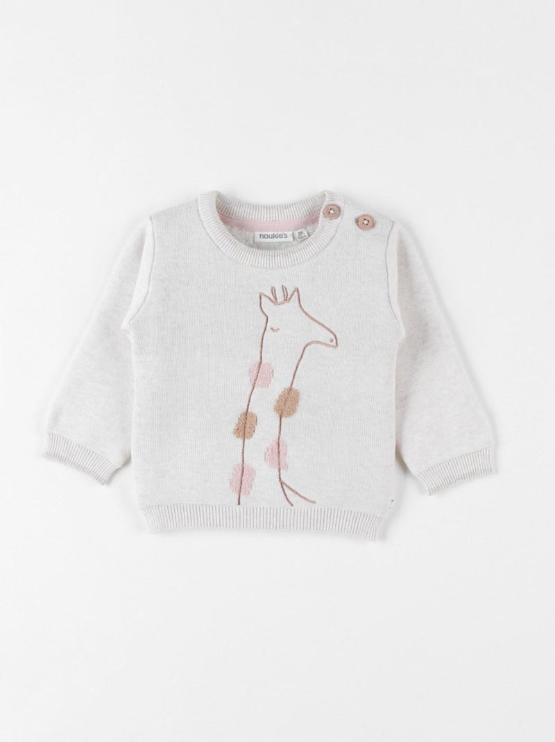 Pull girafe en tricot, chiné Noukie's Beige - Kiabi