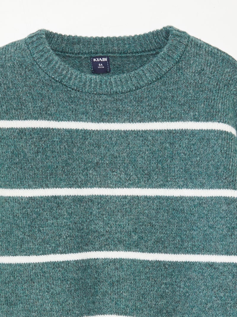 Pull grosse jauge col rond Vert - Kiabi