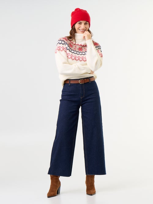 Pull grosse jauge jacquard - Kiabi