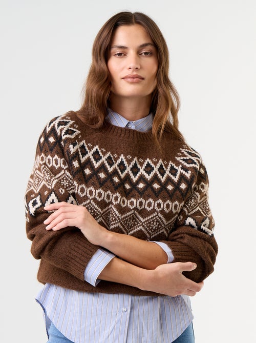 Pull grosse jauge jacquard - Kiabi