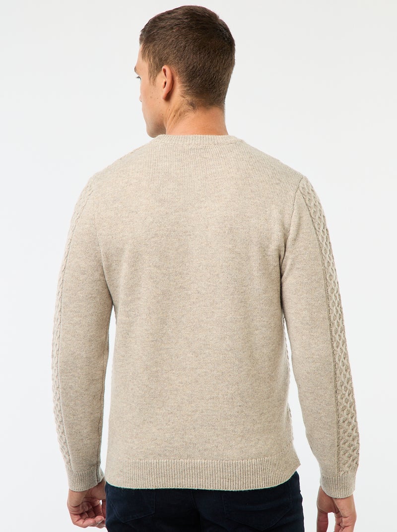 Pull grosse torsade uni Beige - Kiabi
