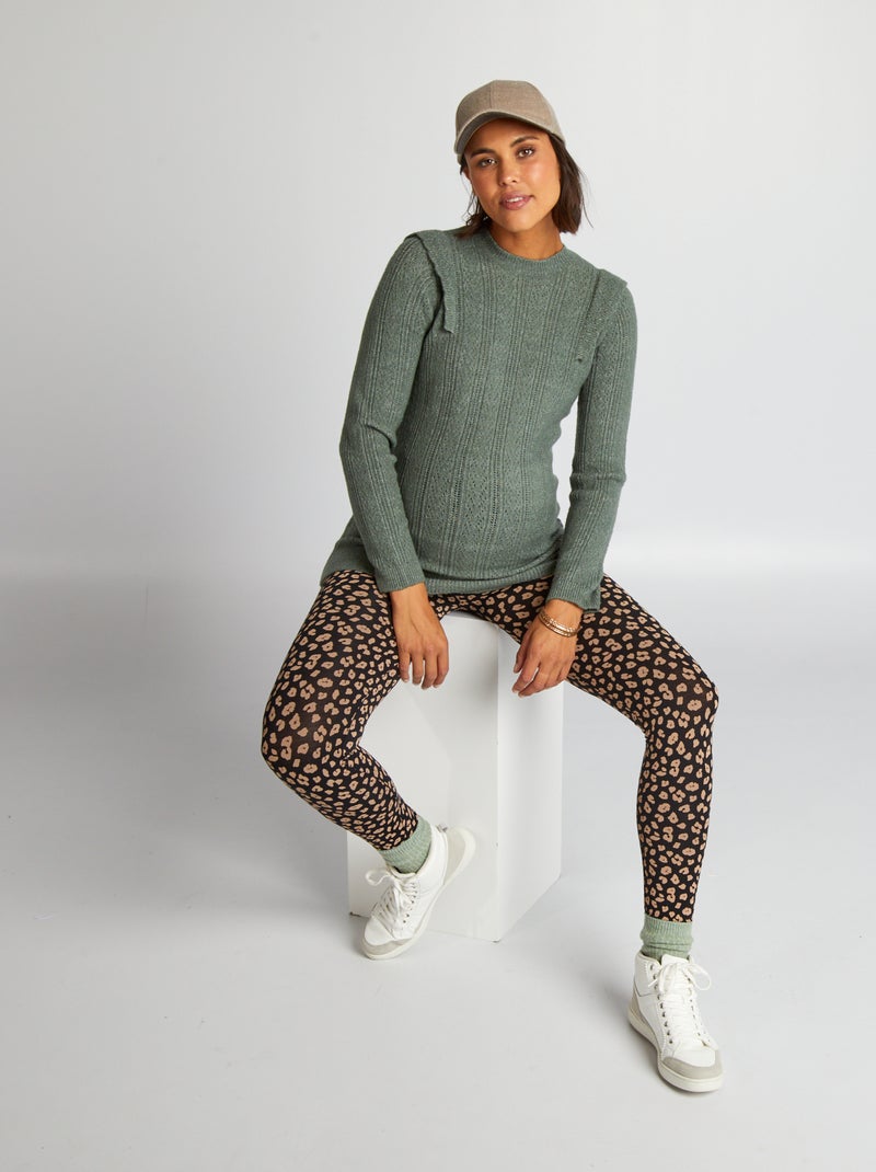 Pull grossesse ajouré Vert gris - Kiabi