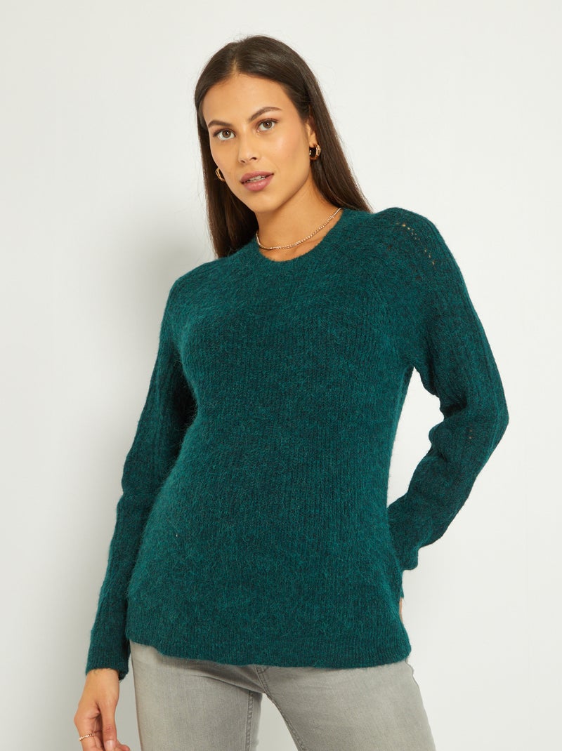 Pull grossesse ajouré Vert - Kiabi
