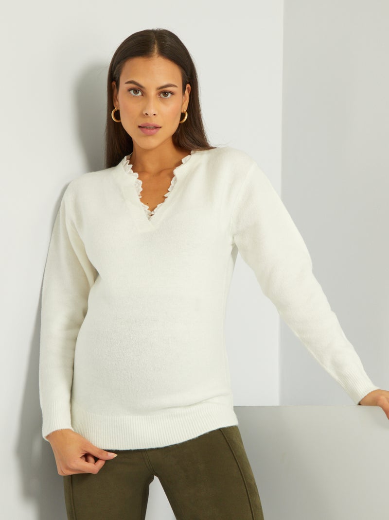 Pull grossesse avec dentelle blanc - Kiabi