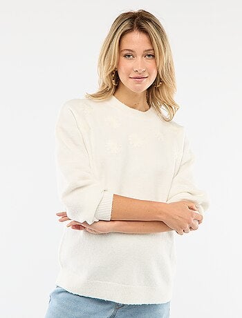 Pull grossesse chaud brodé à fleurs