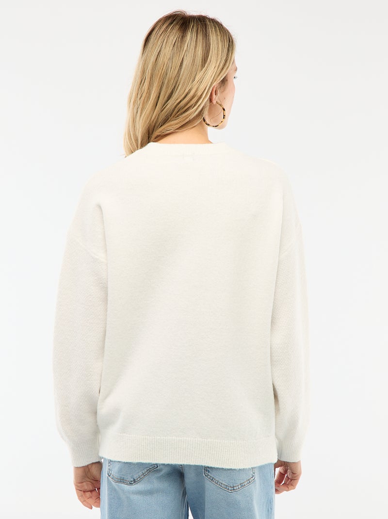 Pull grossesse chaud brodé à fleurs Blanc - Kiabi