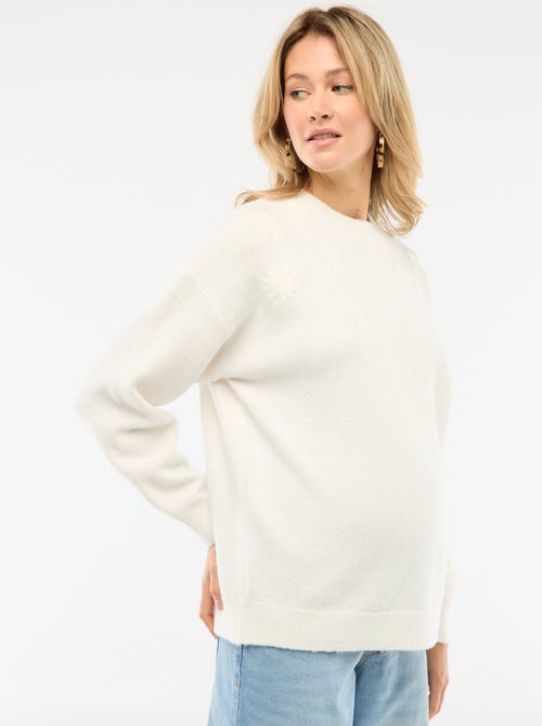 Pull grossesse chaud brodé à fleurs - Kiabi