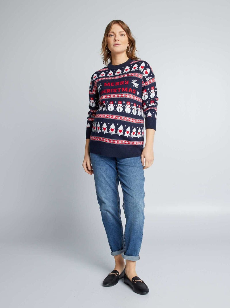 Pull grossesse de Noël en jacquard Bleu - Kiabi