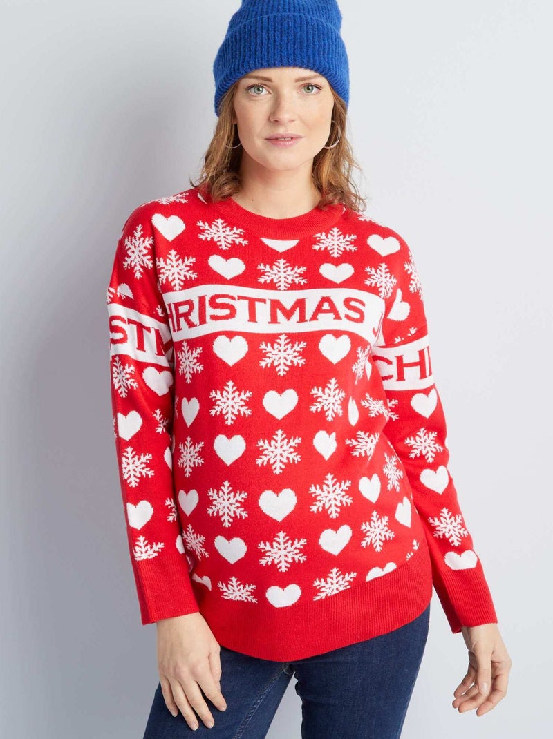 Pull grossesse de Noël Rouge - Kiabi
