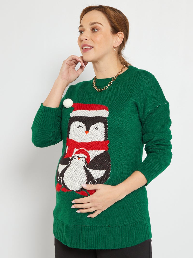 Pull grossesse de Noël Vert - Kiabi