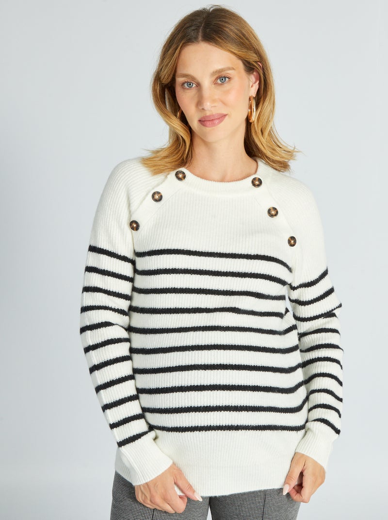 Pull grossesse et allaitement Blanc rayé - Kiabi