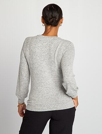 Pull oversize col rond - gris - Kiabi - 15.00€