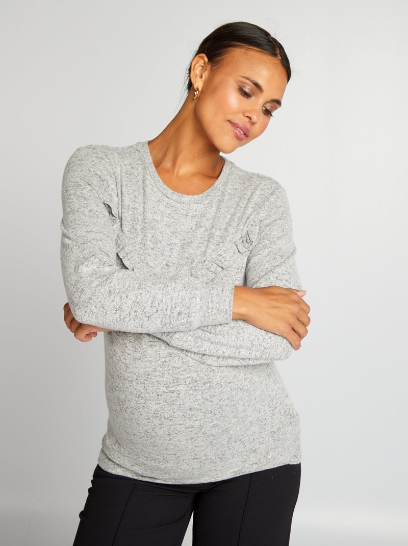 Pull grossesse et allaitement Gris - Kiabi