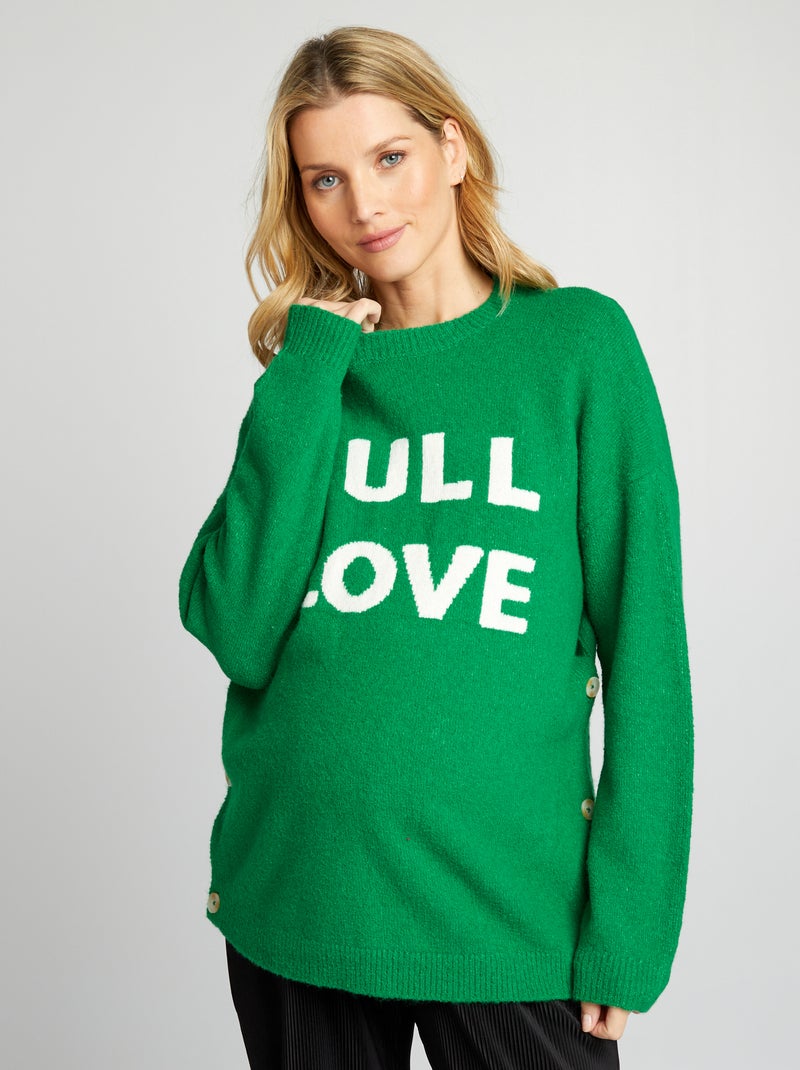 Pull  grossesse et allaitement Vert - Kiabi