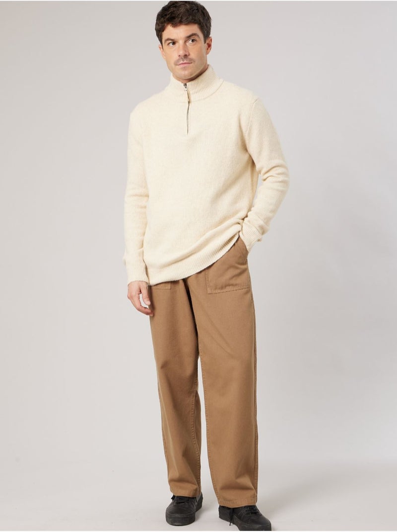 Pull homme col camionneur 'deeluxe' Blanc - Kiabi