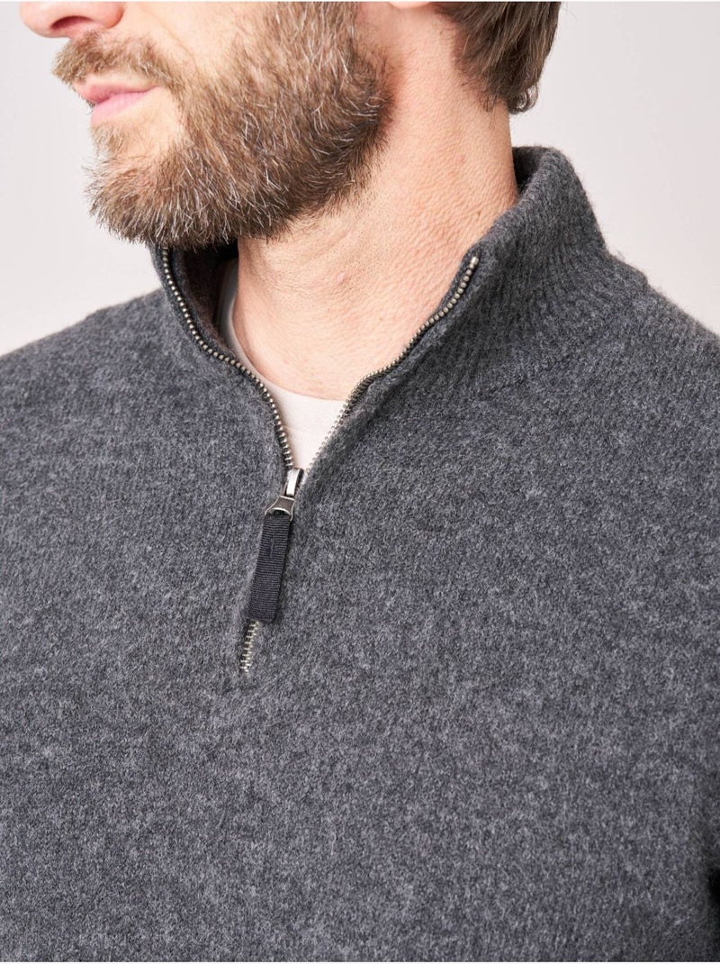 Pull homme col camionneur 'deeluxe' gris anthracite - Kiabi