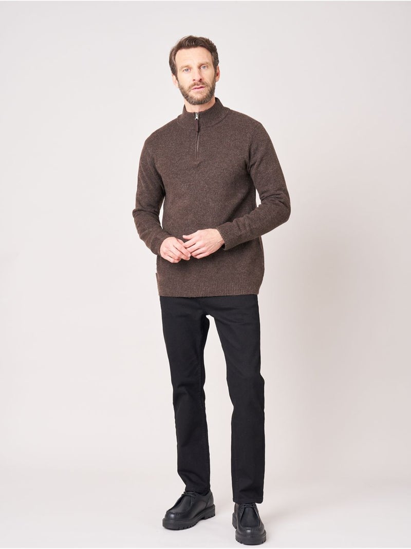 Pull homme col camionneur 'deeluxe' Marron - Kiabi