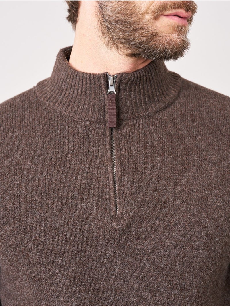 Pull homme col camionneur 'deeluxe' Marron - Kiabi
