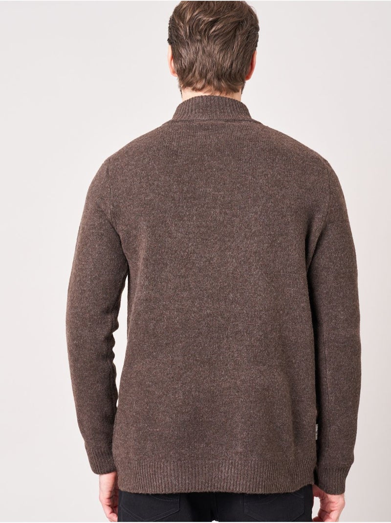 Pull homme col camionneur 'deeluxe' Marron - Kiabi