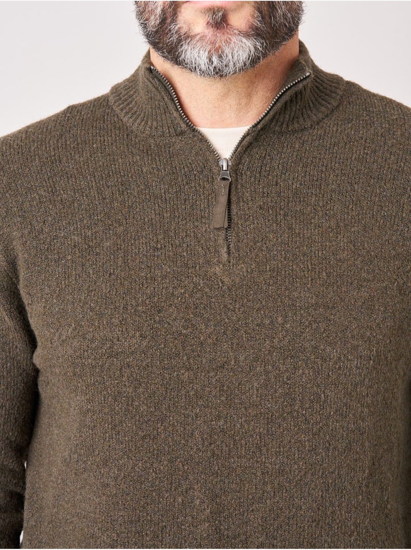Pull homme col camionneur 'deeluxe' Vert foncé - Kiabi