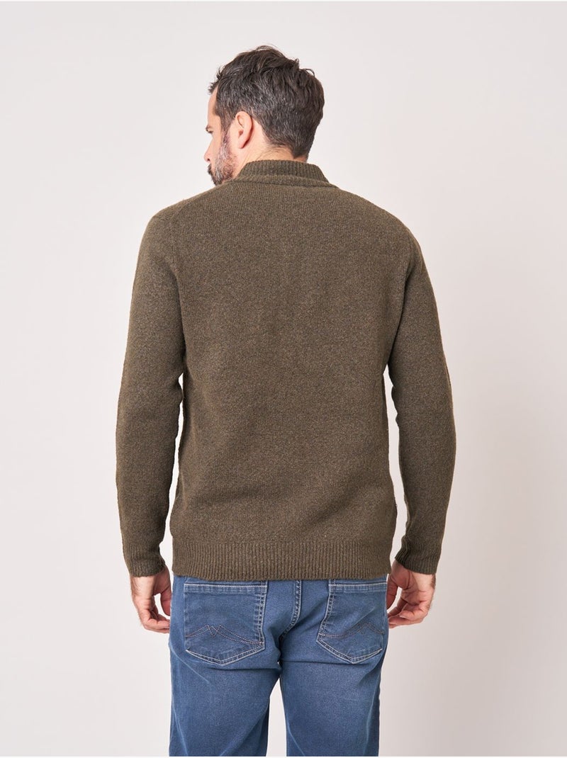 Pull homme col camionneur 'deeluxe' Vert foncé - Kiabi