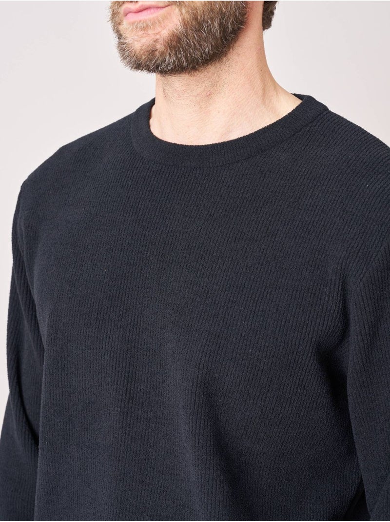 Pull homme col rond poche zippée 'deeluxe' Noir - Kiabi
