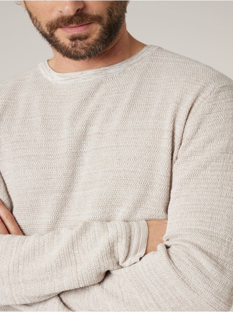 Pull homme en 100% coton 'Deeluxe' Beige sable - Kiabi