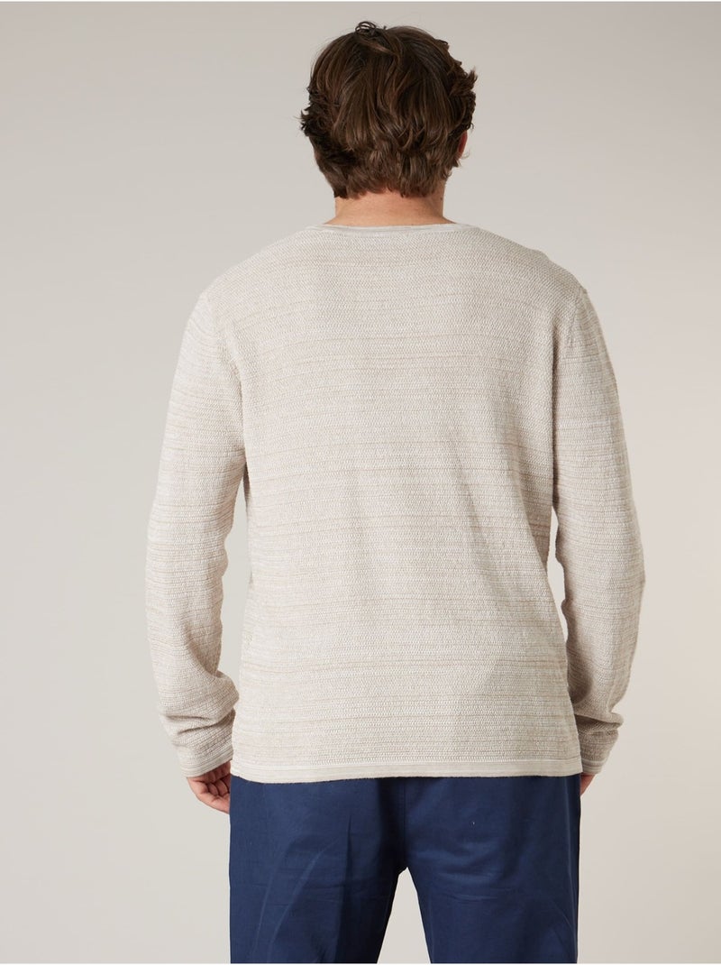 Pull homme en 100% coton 'Deeluxe' Beige sable - Kiabi