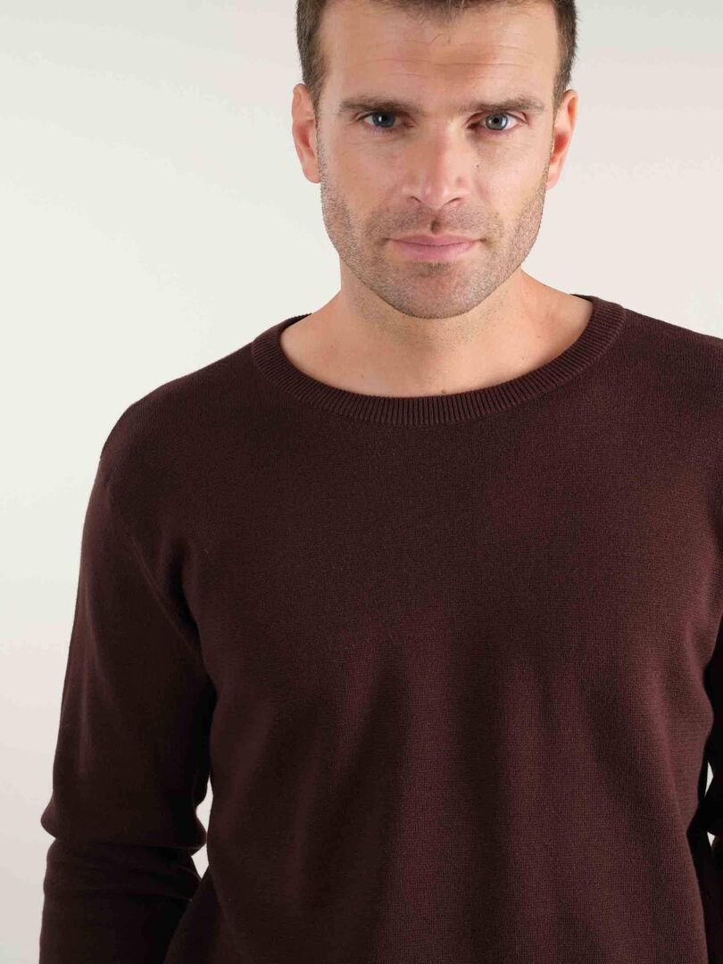 Blend Nison Pull Homme Col Rond - Tricot Fin 100% Coton - Motif Carreaux, Patch Métal - Coupe Regular - XL Charcoal Mix