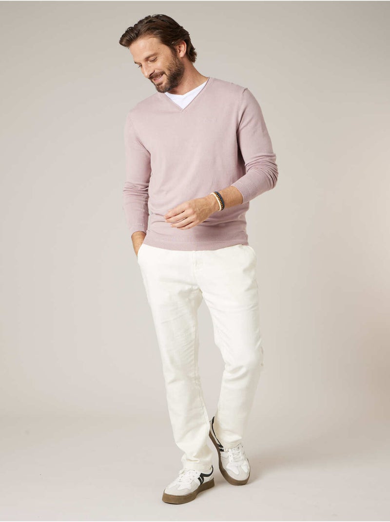 Pull homme en maille fine
 'Deeluxe' Rose clair - Kiabi