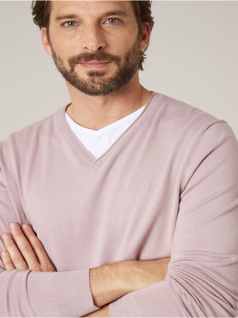 Pull homme en maille fine
 'Deeluxe' Rose clair - Kiabi