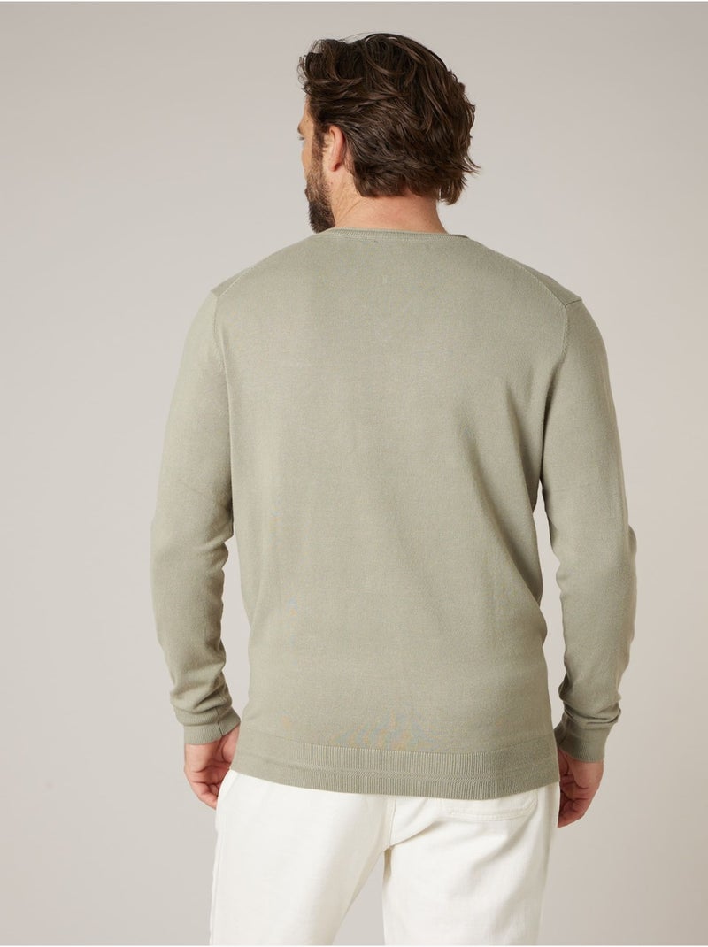 Pull homme en maille fine
 'Deeluxe' Vert kaki clair - Kiabi