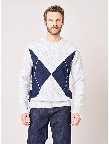 Pull homme motif losanges maille douce 'deeluxe'
