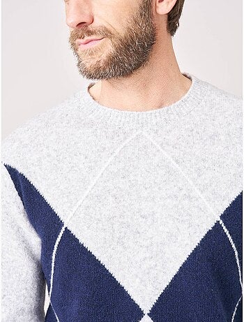 Pull homme motif losanges maille douce 'deeluxe'