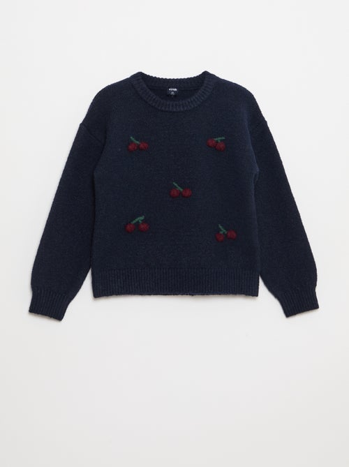 Pull imitation lainage avec broderies 'cerises' - Kiabi