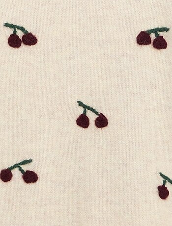 Pull imitation lainage avec broderies 'cerises'