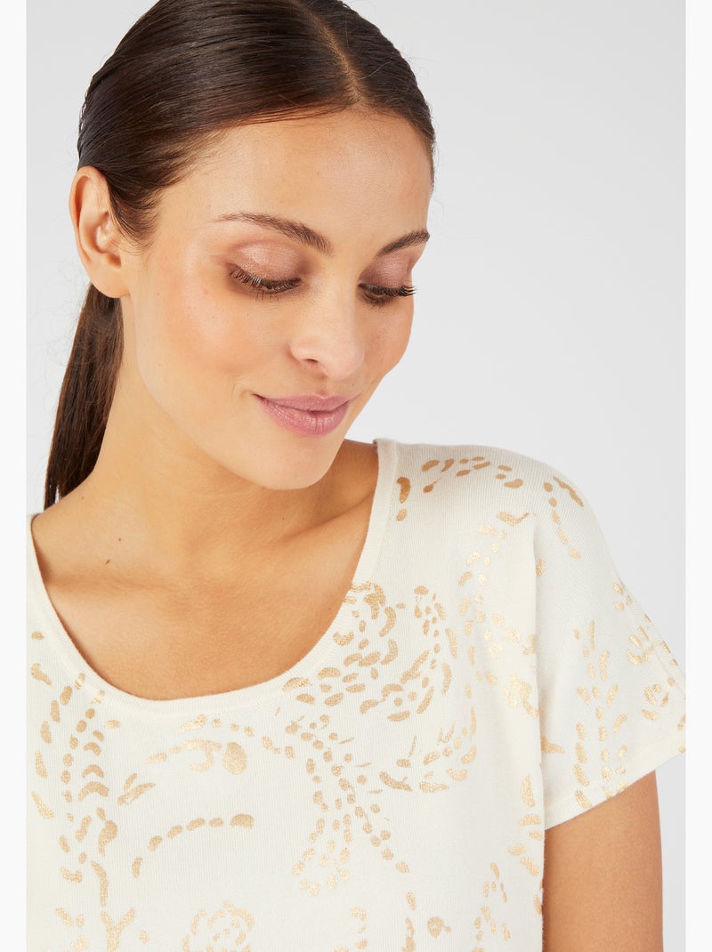 Pull impression brillante - Damart Marron - Kiabi