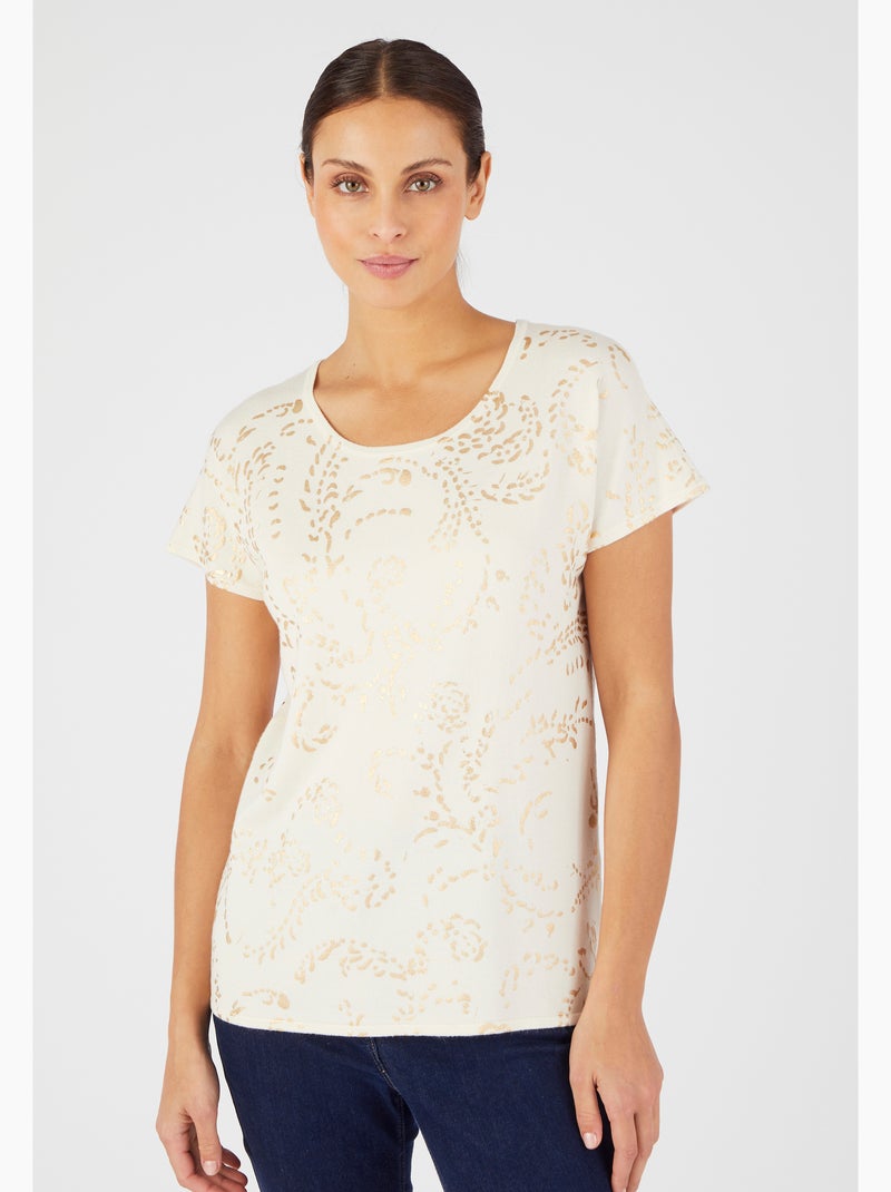 Pull impression brillante - Damart Marron - Kiabi