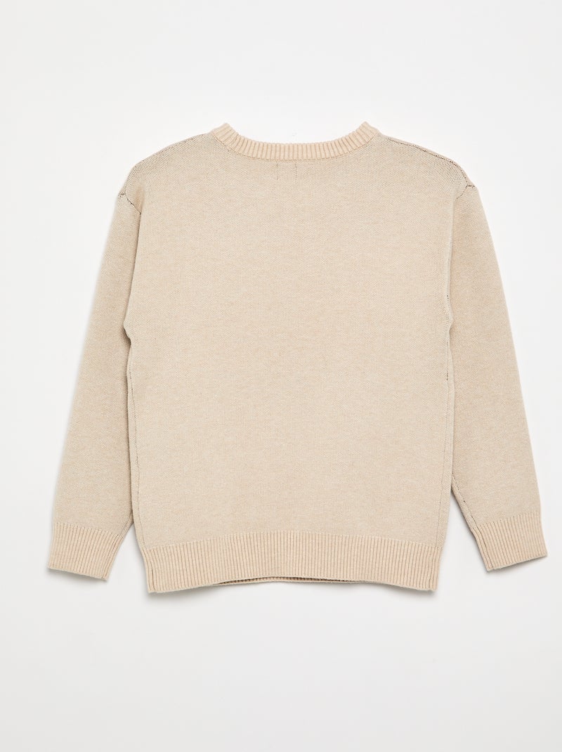 Pull imprimé à manches longues Beige - Kiabi
