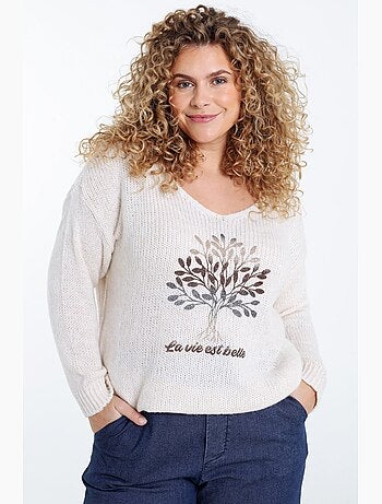 Pull imprimé arbre de vie