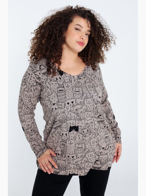 Pull imprimé chats PAPRIKA - Kiabi