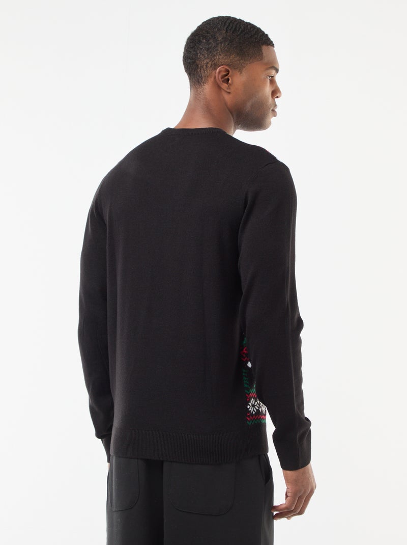 Pull imprimé de Noël Noir - Kiabi