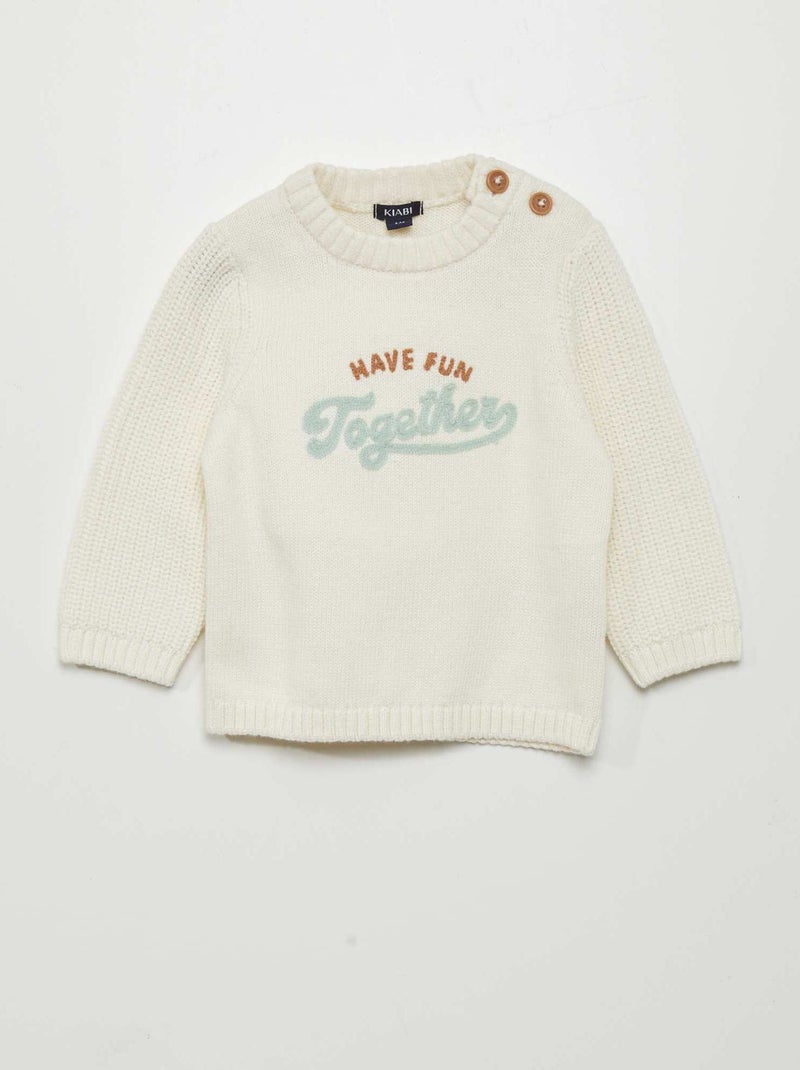 Pull imprimé en coton Blanc - Kiabi