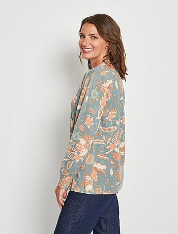Pull imprimé en laine mérinos