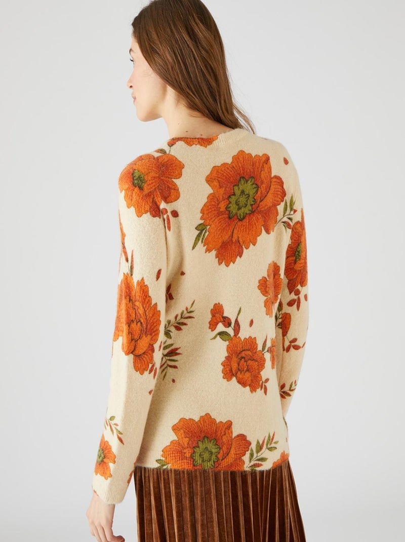 Pull imprimé fleurs - Damart Orange - Kiabi